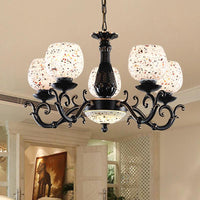 Arched Stained Glass Pendant Chandelier Mediterranean 4 Lights - Rebooters