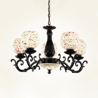 Arched Stained Glass Pendant Chandelier Mediterranean 4 Lights - Rebooters