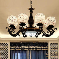 Arched Stained Glass Pendant Chandelier Mediterranean 4 Lights - Rebooters