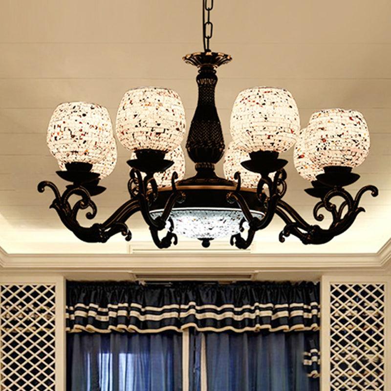 Arched Stained Glass Pendant Chandelier Mediterranean 4 Lights - Rebooters