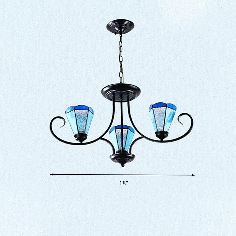 Black 3/6/8 Lights Ceiling Chandelier Baroque Blue Frosted Glass - Rebooters