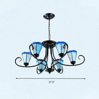 Black 3/6/8 Lights Ceiling Chandelier Baroque Blue Frosted Glass - Rebooters