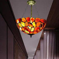 3 Lights Semi Flush Mount Mediterranean Bowl Shade Stone Ceiling Lamp in Antique Brass - Rebooters