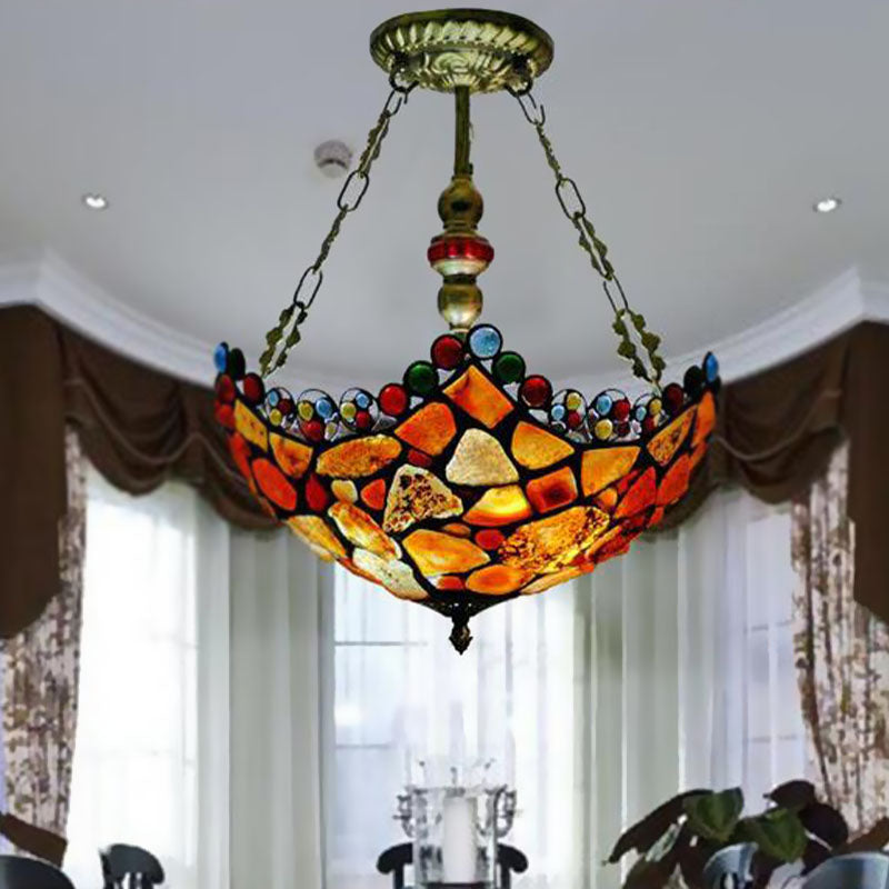 12"/16" Wide Scalloped Stone Ceiling Chandelier Tiffany Lamp - Rebooters