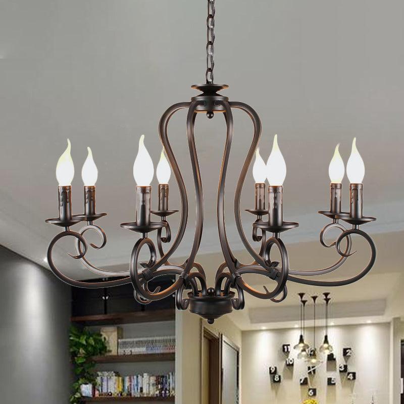6/8 Bulbs Metal Chandelier Antique Black Starburst Pendant Lamp - Rebooters