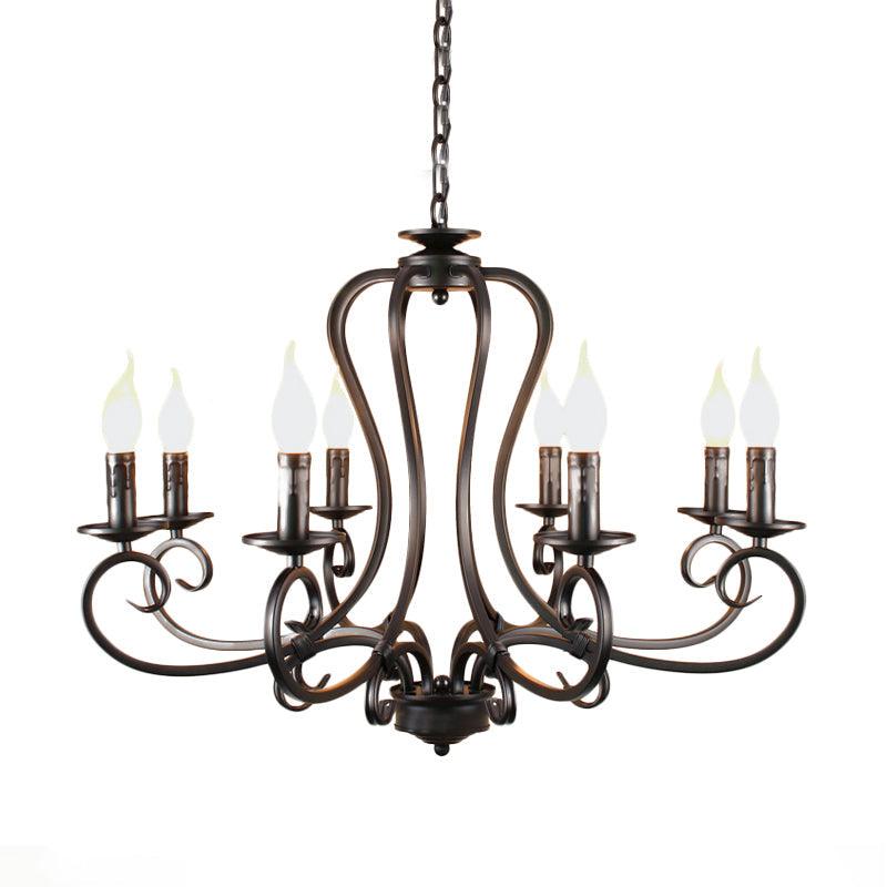 6/8 Bulbs Metal Chandelier Antique Black Starburst Pendant Lamp - Rebooters