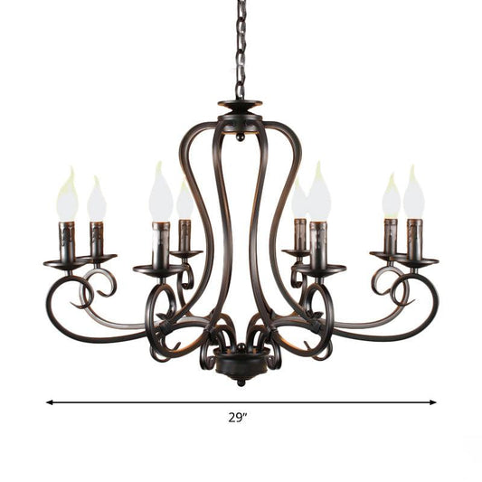 6/8 Bulbs Metal Chandelier Antique Black Starburst Pendant Lamp - Rebooters