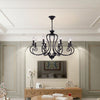 Black Swirled Arm Chandelier Lamp Vintage Metal 8 Lights - Rebooters