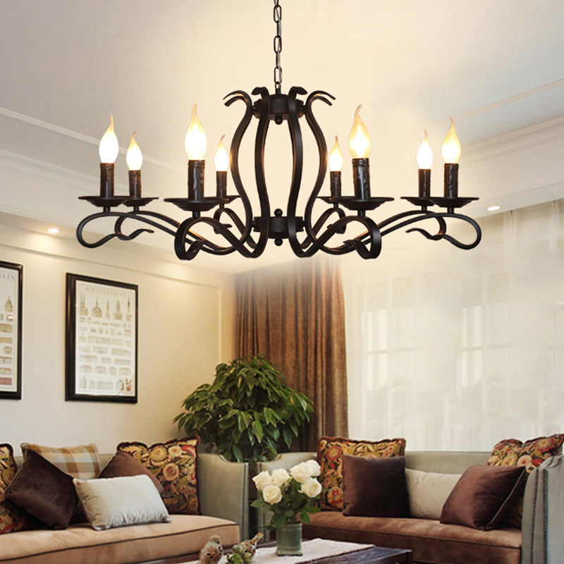 Antique Starburst Chandelier Lighting 5/6/8 Bulbs Black Lamp - Rebooters