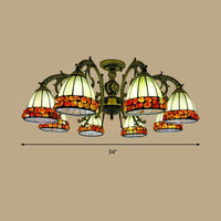 Antique Bronze Spots Gem Chandelier Lighting Fixture Tiffany 3 5 8 Lights Stained Glass Pendant - Rebooters