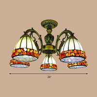 Antique Bronze Spots Gem Chandelier Lighting Fixture Tiffany 3 5 8 Lights Stained Glass Pendant - Rebooters