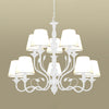 White Tapered Chandelier Lamp Traditionary Fabric Pendant Light - Rebooters