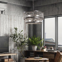 6 Bulbs 2-Tier Round Chandelier Lighting Antique Bronze Fixture - Rebooters