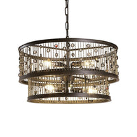 6 Bulbs 2-Tier Round Chandelier Lighting Antique Bronze Fixture - Rebooters