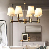 Barrel Pendant Chandelier Contemporary Fabric 6/8 Lights White - Rebooters