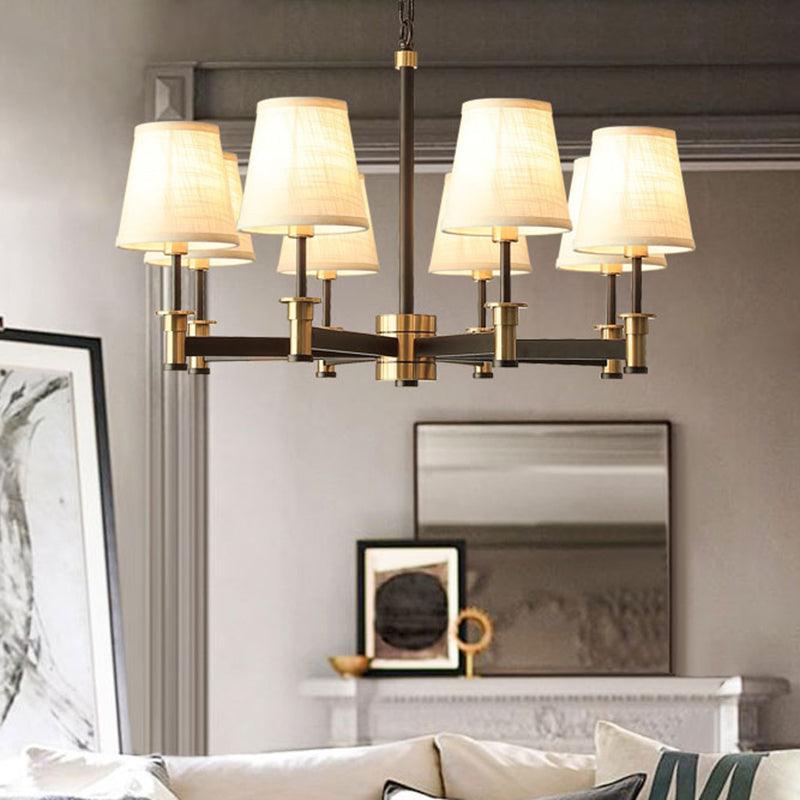 Barrel Pendant Chandelier Contemporary Fabric 6/8 Lights White - Rebooters