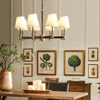 Barrel Pendant Chandelier Contemporary Fabric 6/8 Lights White - Rebooters