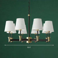 Barrel Pendant Chandelier Contemporary Fabric 6/8 Lights White - Rebooters