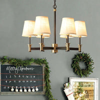 Barrel Pendant Chandelier Contemporary Fabric 6/8 Lights White - Rebooters