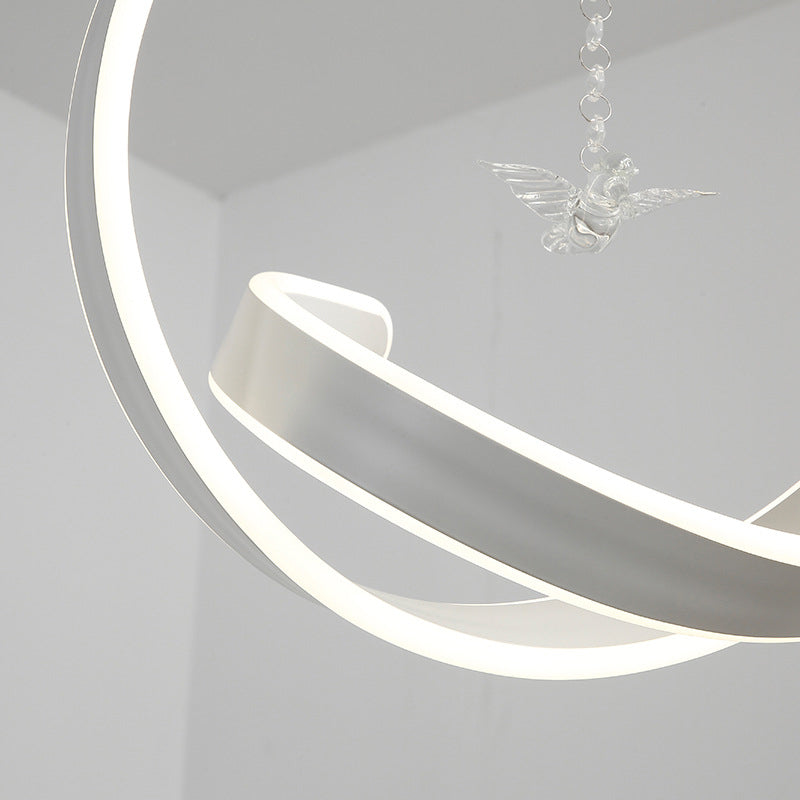 Twist Hanging Light Fixture Simple Style Acrylic White LED Chandelier - Rebooters