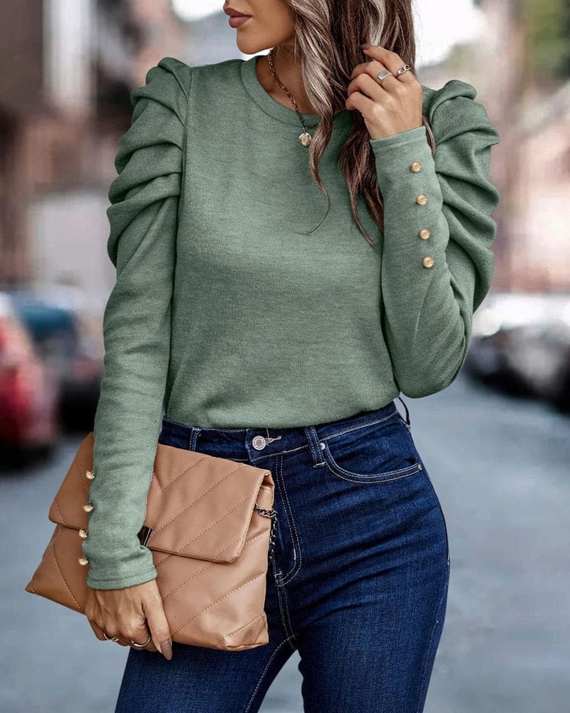 Women's Casual Puff Sleeve Long Sleeve Blouse for All Occasions - Rebooters