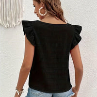 Smocked Square-Neck Top With Flutter Sleeves For Women Rebooters Womens Shirts