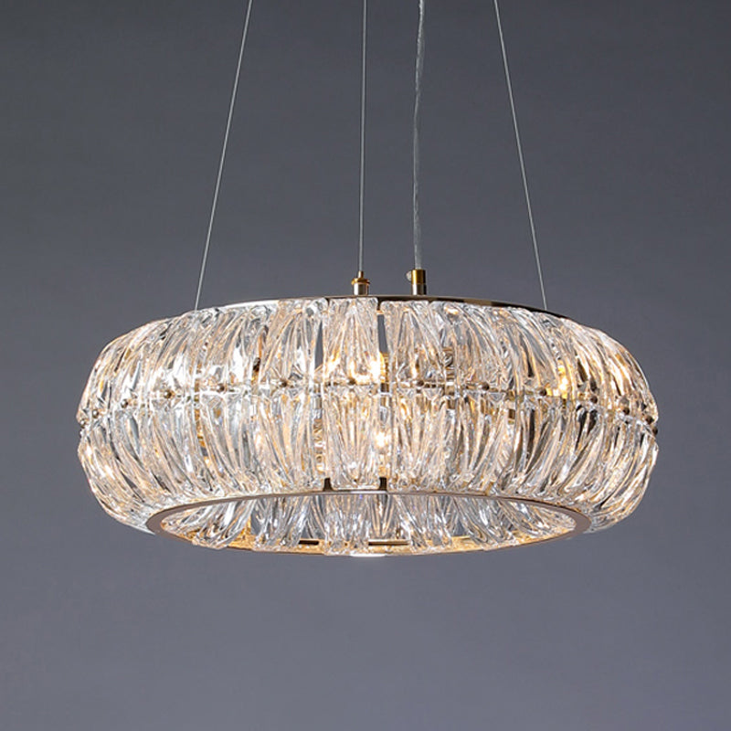 Crystal Gold Hanging Chandelier Donut 6 Lights Pendant - Rebooters