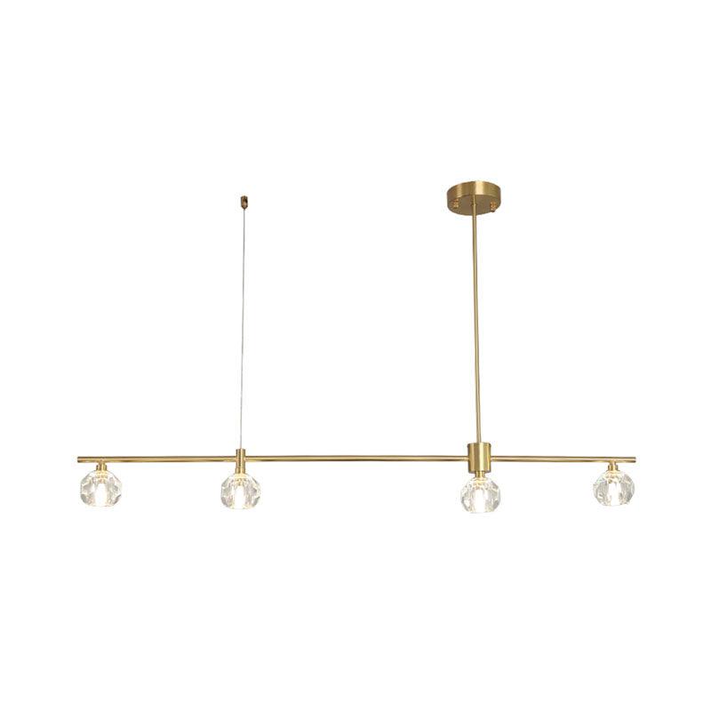 4 Bulbs LED Crystal Hanging Chandelier Gold Polygon Globe Square - Rebooters