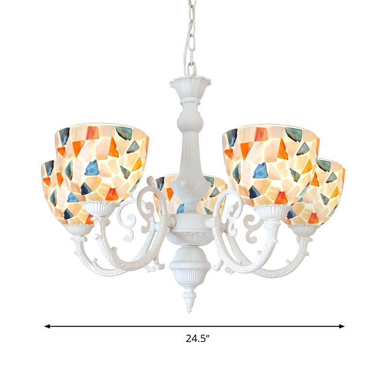 White Mosaic Chandelier Mediterranean 3/5/8 Lights Shell Ceiling Pendant Light - Rebooters