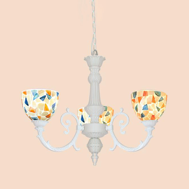 White Mosaic Chandelier Mediterranean 3/5/8 Lights Shell Ceiling Pendant Light - Rebooters