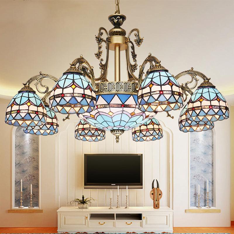 9/11 Lights Chandelier Mediterranean Dome Stained Glass Lamp - Rebooters