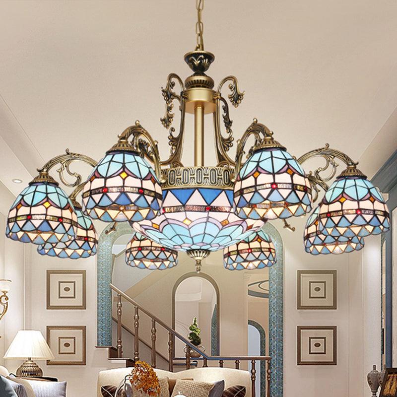 9/11 Lights Chandelier Mediterranean Dome Stained Glass Lamp - Rebooters
