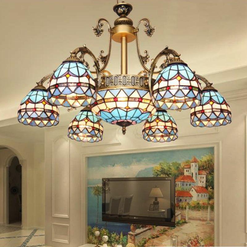 9/11 Lights Chandelier Mediterranean Dome Stained Glass Lamp - Rebooters