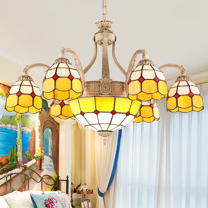 Yellow/Blue Grid Patterned Chandelier Lighting Baroque Lamp - Rebooters