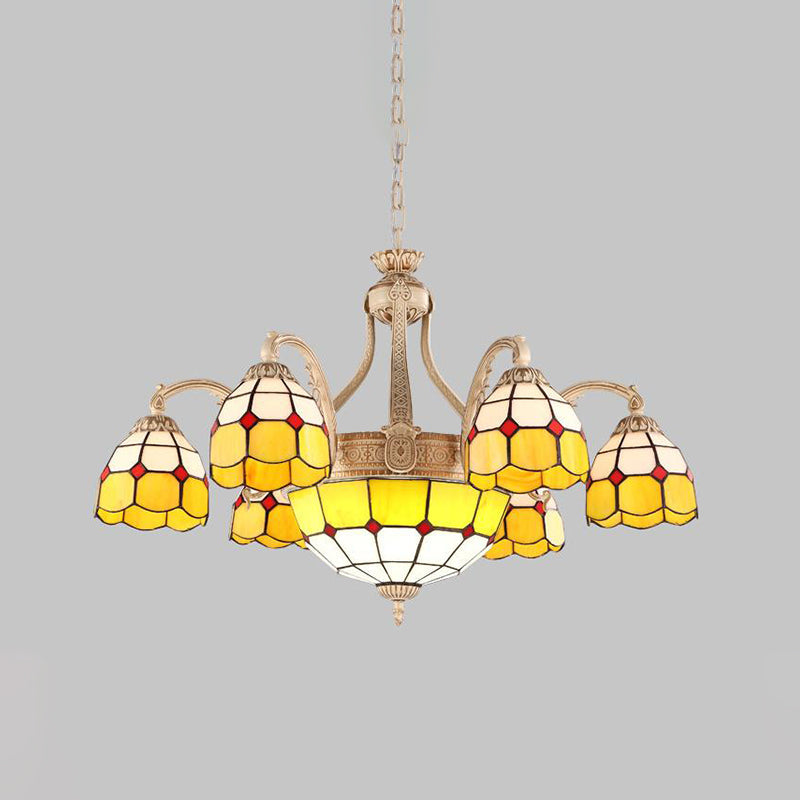 Yellow/Blue Grid Patterned Chandelier Lighting Baroque Lamp - Rebooters