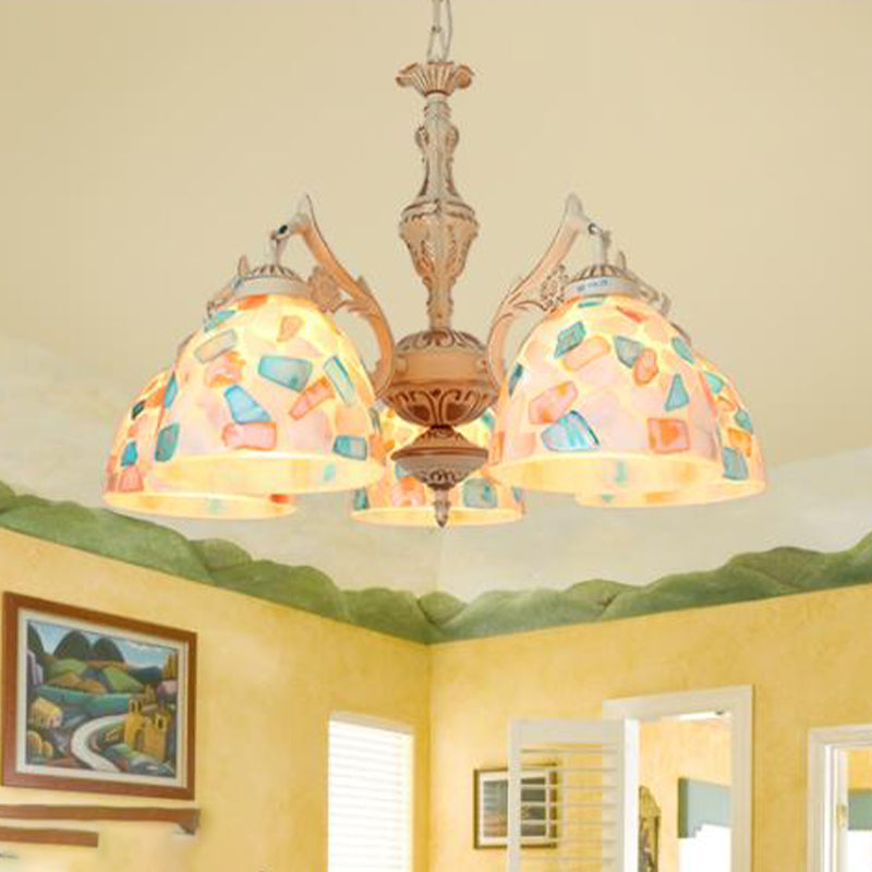 3/5 Lights Ceiling Chandelier Tiffany Mosaic Shell Pendant - Rebooters