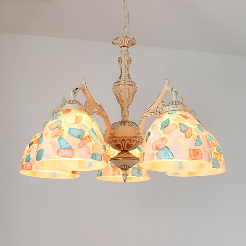 3/5 Lights Ceiling Chandelier Tiffany Mosaic Shell Pendant - Rebooters
