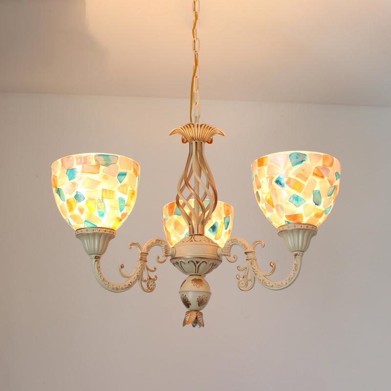 3/5 Lights Ceiling Chandelier Tiffany Mosaic Shell Pendant - Rebooters