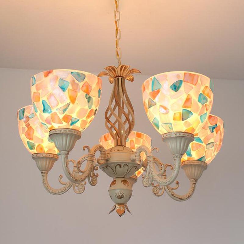 3/5 Lights Ceiling Chandelier Tiffany Mosaic Shell Pendant - Rebooters