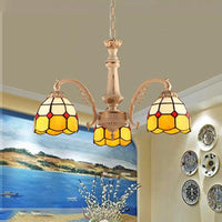 3/5 Lights Dome Pendant Chandelier Baroque Yellow Blue Ceiling Lamp - Rebooters