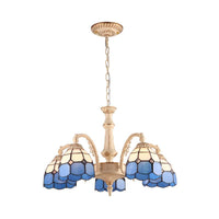 3/5 Lights Dome Pendant Chandelier Baroque Yellow Blue Ceiling Lamp - Rebooters