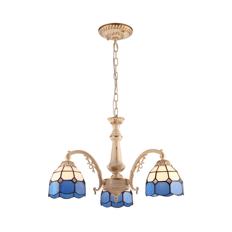 3/5 Lights Dome Pendant Chandelier Baroque Yellow Blue Ceiling Lamp - Rebooters