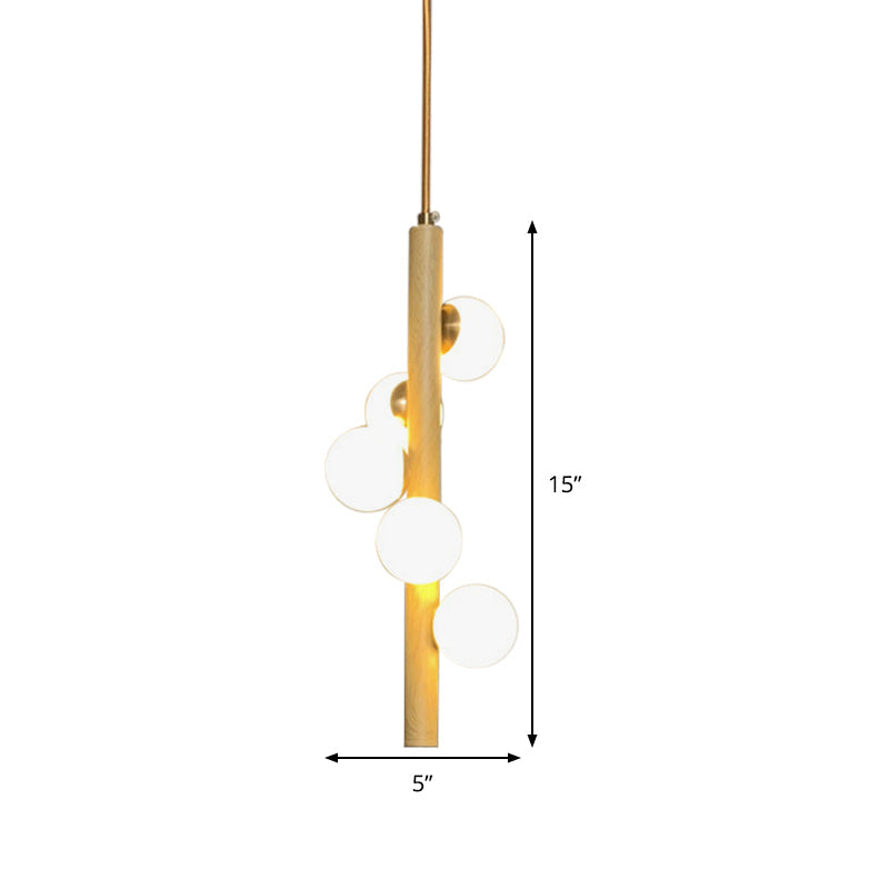 Tube Wood Chandelier Lighting Fixture Asian Style 5 Heads - Rebooters