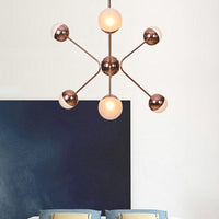 6 Lights Bedroom Hanging Ceiling Lamp Rose Gold LED Chandelier - Rebooters