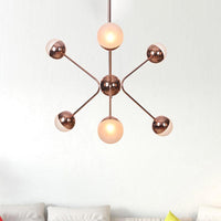 6 Lights Bedroom Hanging Ceiling Lamp Rose Gold LED Chandelier - Rebooters
