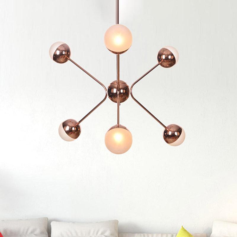 6 Lights Bedroom Hanging Ceiling Lamp Rose Gold LED Chandelier - Rebooters