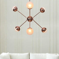 6 Lights Bedroom Hanging Ceiling Lamp Rose Gold LED Chandelier - Rebooters