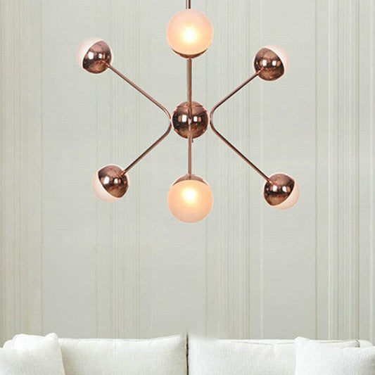 6 Lights Bedroom Hanging Ceiling Lamp Rose Gold LED Chandelier - Rebooters