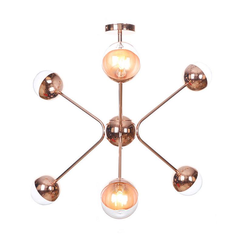 6 Lights Bedroom Hanging Ceiling Lamp Rose Gold LED Chandelier - Rebooters