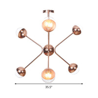 6 Lights Bedroom Hanging Ceiling Lamp Rose Gold LED Chandelier - Rebooters